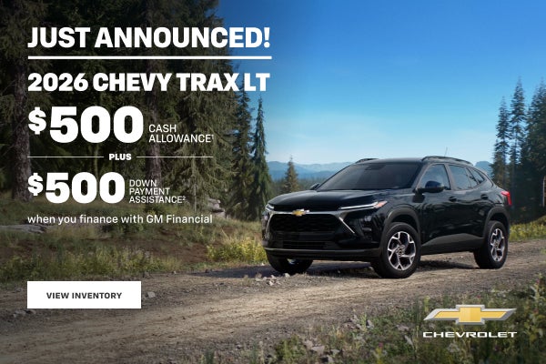 2026 Chevy Trax LT. $500 Cash Allowance plus $500 Down Payment Assistance when you finance with G...